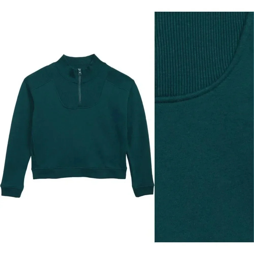 Zella Cara Kid’s Ribbed Quarter Zip Green Size 10/12
